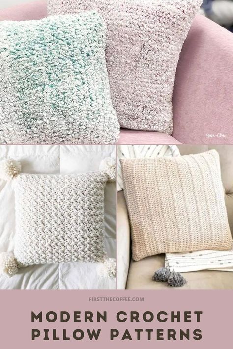 Modern Crochet Pillow Patterns Modern Crochet Pillow, Pillow Cover Patterns, Crochet Rug Pattern, Crochet Pillow Patterns Free, Crochet Gift Ideas, Throw Pillow Pattern, Pillow Covers Pattern, Pillow Patterns, Holiday Throw Pillow