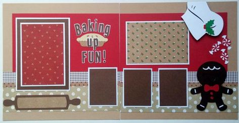 Baking Scrapbook, Scrapbook Recipe Book, Winter Scrapbook Layouts, Premade Scrapbook Layouts, Winter Scrapbooking, Christmas Scrapbook Pages, Christmas Scrapbook Layouts, Holiday Scrapbook, Recipe Scrapbook