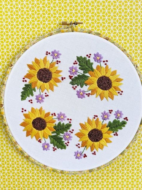 Sunflower Season, Stitch Guide, Embroidery Stitches Tutorial, Different Stitches, Hand Embroidery Pattern, Botanical Flowers, Flower Embroidery, Embroidery Pattern, Embroidery Flowers