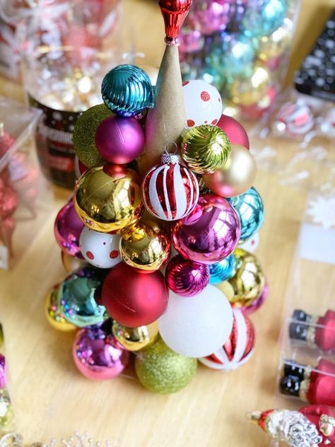 Handmade Holiday: Ornament Topiary | Tilly's Nest Ornament Topiary, Christmas Tree Topiary, Topiary Diy, Christmas Topiary, Holiday Ornament, Handmade Holiday, Vintage Christmas Ornaments, Holiday Diy, Vintage Ornaments