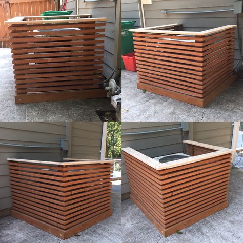 Ac Box Cover Outdoor, Air Conditioning Unit Cover Ideas, Deck Around Ac Unit, Ac Unit Cover Outdoor Diy, Ac Unit Cover Outdoor, Air Conditioning Unit Cover, Hide Ac Units, Air Conditioner Screen, Outdoor Ac Unit