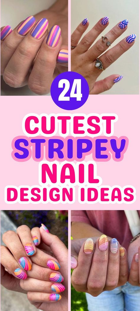 Cutest Striped Nail Designs You Need To Try Striped Nail Designs, Line Nail Designs, Nail Looks, Elegant Nail Designs, Lines On Nails, Cute Nail, Striped Nails, Winter Nails, White Nails