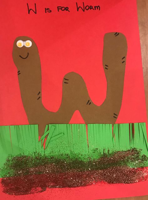 Worm Preschool, W Is For Worm, Worms Preschool, Letter W Crafts, Worm Crafts, April Preschool, Alphabet Crafts Preschool, Bugs Preschool, April Crafts