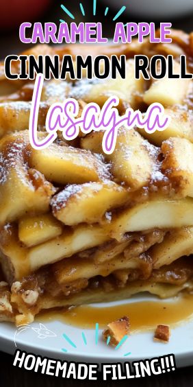 Caramel Apple Cinnamon Roll Lasagna Cinnamon Rolls Caramel, Cinnamon Roll Lasagna, Apple Cinnamon Roll Bake, Carrot Cake Cheesecake Recipe, Peach Pound Cakes, Cinnamon Roll Icing, Caramelized Apples, Cinnamon Apple Pie, Caramel Apples Easy