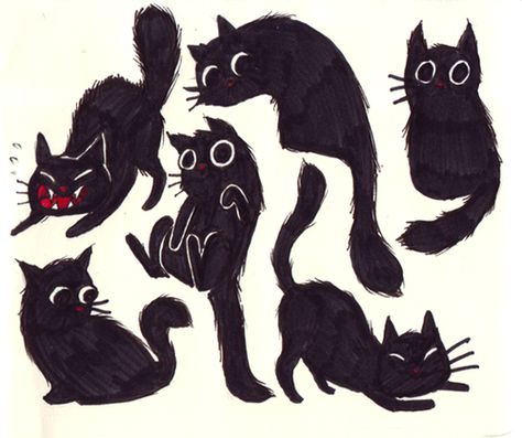 cat, cat, cat, cat, cat, cat. Cat Art Cartoon, Cat Falling Drawing, Creepy Cat Drawing, Funny Black Cat Drawing, Cat Hissing Drawing, Cat Illustration Design, Stylized Cat Art, Scared Black Cat Drawing, Scared Cat Illustration