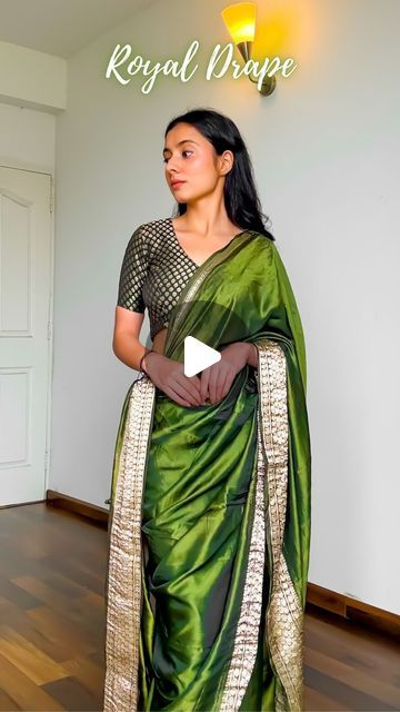 Full Coverage Saree, Unique Saree Draping Style, Styling Silk Saree, Single Pallu Saree Draping, Silk Saree Draping Ideas, Tissue Saree Draping Style, Chiffon Saree Draping Styles, Saree Draping Styles With Dupatta, Silk Dupatta Draping Styles