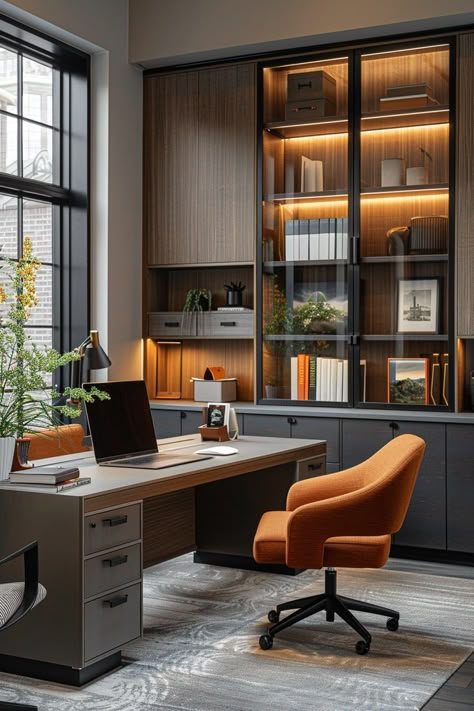 29 Innovative Home Office Design Ideas to Boost Your Productivity - DeskHive Ceo Office Interior Design, Executive Office Design, Modular Furniture System, Home Office Layouts, Modern Home Offices, Minimalist Home Office, Office Interior Design Modern, Modern Office Interiors, Desks For Small Spaces