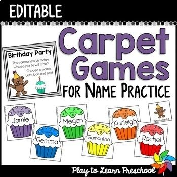 These Editable Names CARPET GAMES for CIRCLE TIME are a quick and fun way for preschoolers to practice name recognition.*** Includes 12 hide & find carpet games! The EDITABLE NAMES carpet games will save you TONS of TIME! Just enter your class list once, then print 12 fun, interactive poems that... Carpet Games For Kindergarten, Name Games For Prek, Preschool Name Activities Circle Time, Circle Art Activities For Preschool, Interactive Activities For Preschoolers, Preschool Morning Meeting Activities, Name Games For Preschoolers, Preschool Carpet Games, Name Songs Preschool Circle Time