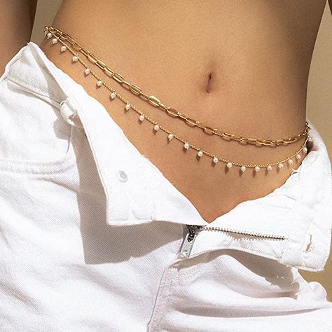 Make a statement with Reetan's Boho Waist Chain featuring high-quality alloy and pearls that won't fade. The adjustable extended chain ensures a perfect fit for women and girls, while the layered design accentuates your body proportions for a feminine and charming look. Perfect for summer beach parties, festivals, and gift-giving, this pearl belly body chain is sure to make you the center of attention. This is an affiliate link & I may earn a commission on qualifying purchases. #Jewelry #Jewels Pearl Waist Chain, Parfum Victoria's Secret, Gold Body Chain, Waist Jewelry, Chain Accessories, Body Chains, Gold Bodies, Belly Jewelry, Cross Chain