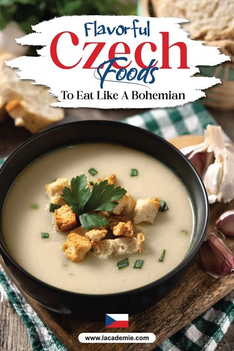 Czech Food: 26 Hearty and Traditional Foods to Taste Czech Soup Recipes, Czech Recipes Dinners, Czech Recipes Traditional, Bohemian Recipes, Slovenian Recipes, Bohemian Food, Slovakian Food, Czech Desserts, Food Europe