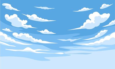 Clouds Vector Illustration, Cloud Illustration Design, Animated Sky, Sky Graphic Design, Sky Animation, Blue Sky Illustration, Background Sky Blue, Illustration Clouds, Air Background