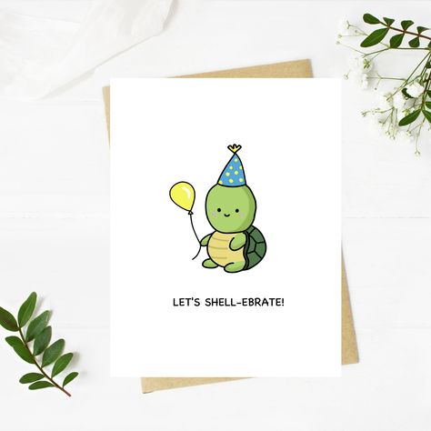 Cute Turtle Birthday Card, Punny, Funny, Congratulations, Celebration, Congrats, Celebrate, Love Punny Congratulations Card, Card Puns Birthday, Congratulations Pun Card, Birthday Card Friend Funny, Cute Birthday Cards For Your Best Friend, Pun Bday Cards, Funny Cricut Birthday Cards, Diy Punny Birthday Cards, Bday Greeting Card