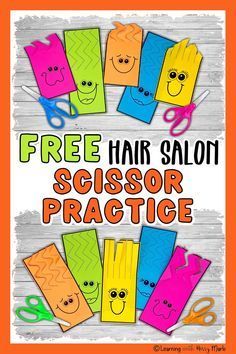 Prek Center Activities, Scissor Skills Kindergarten, Free Hair Salon Scissor Practice, Hair Salon Scissor Practice, Early Finishers Activities Preschool, Fine Motor Scissor Activities, Scissors On Strike Activity, Fine Motor Activities For Grade 1, Fast Finishers Kindergarten