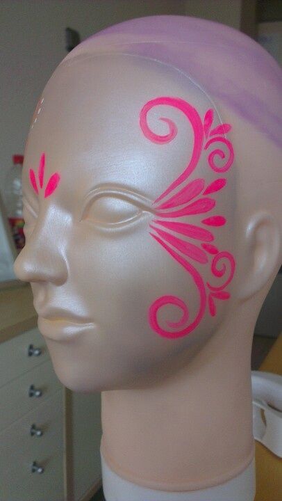 Pink Day Face Paint, Pink Out Face Paint Ideas, Music Festival Face Paint, Fireworks Face Paint, Pink Face Paint School Spirit, Pink Face Paint Ideas, Face Paint Pattern, Pink Out Face Paint, Barbie Face Paint