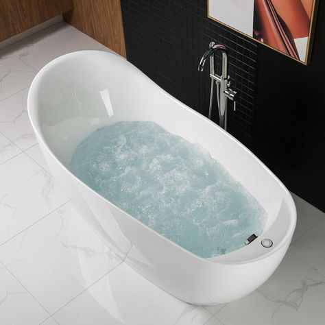 Slipper Bathtub, Deep Bathtub, Beautiful Bathtubs, Air Bathtub, Jetted Bath Tubs, Freestanding Tub Faucet, Beach Bungalow, Chrome Faucet, Freestanding Bathtub