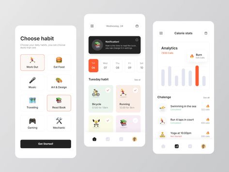 Morin - Habit Tracker App 📝 Statistics App, Habit App, Habit Tracker App, Logo Design Women, To Do App, App Design Layout, Desain Ui, Ux Mobile, App Interface Design