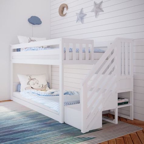 11 Low Bunk Beds We Love 2023 | Apartment Therapy Low Bunk Bed, Bed Measurements, Muebles Shabby Chic, Low Bunk Beds, Bottom Bunk, Bunk Beds With Stairs, Slatted Headboard, Twin Mattress Size, Top Beds