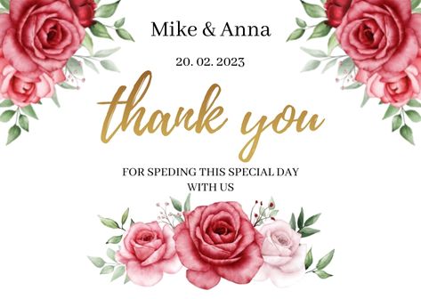 Floral Wedding Thank You Card Template Thank You Card Template, Wedding Thank You Cards, Wedding Thank You, Card Template, Floral Wedding, Special Day, Thank You Cards, Thank You, Floral