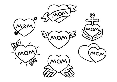 Mom Tattoo Illustration Mom Illustration, Mom Heart Tattoo, Tattoo Mom, Simple Heart Tattoos, Mom Tattoo Designs, Mom Tattoo, Heart Clipart, Handpoke Tattoo, Doodle Tattoo