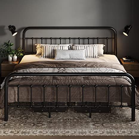 Metal Platform Bed Frame, Metal Platform Bed, Platform Bed Frame, Box Spring, Victorian Style, Platform Bed, King Size, Bed Frame, Bedroom