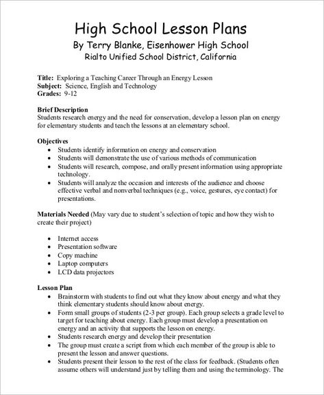 High School Lesson Plan Template Beautiful Sample Lesson Plan 9 Examples In Word Pdf Elementary School Lesson Plans, High School English Lesson Plans, High School English Lessons, Lesson Plan Sample, High School Art Lesson Plans, High School Lesson Plans, Lesson Plan Template Free, English Lesson Plans, High School Art Lessons