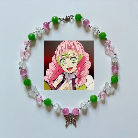 #anime Anime Jewelry Aesthetic, Beaded Anime Jewelry, Anime Jwellary, Anime Inspired Beaded Jewelry, Diy Anime Jewelry, Anime Jewelry Accessories, Anime Inspired Earrings, Anime Inspired Bracelet, Mitsuri Bracelet