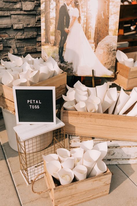 Petal Toss Set Up, Wedding Send Off Rose Petals, Rose Petal Throw Wedding, Petal Toss After Ceremony, Petal Toss Wedding Ceremony, Wedding Petal Toss Ideas, Rose Petals Down Wedding Aisle, Petal Toss Display, Throw Petals Wedding