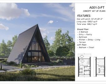 Tiny Cabin Floor Plans, A Frame Floor Plans, Modern A Frame Cabin, Modern A Frame, A Frame Cabin Plans, Tiny House Interior Design, Small Tiny House, Tiny House Layout, Tiny House Loft