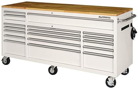 White Tool Chest, Husky Workbench, Ag Classroom, Portable Workbench, Metal Tool Box, White Husky, Mobile Workbench, Tool Bench, Garage Cabinets