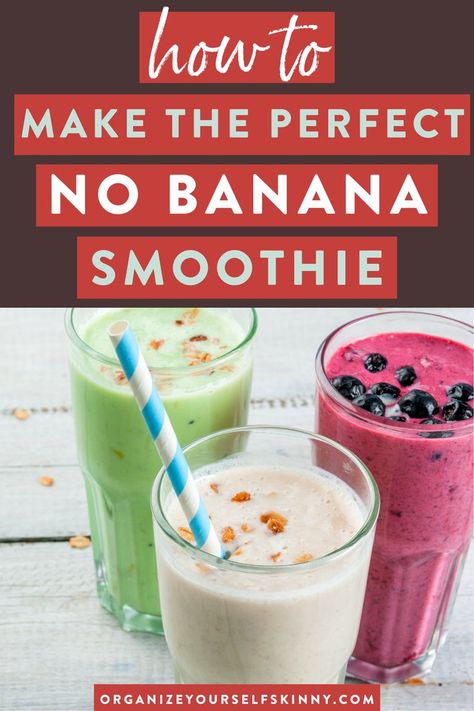 Healthy No Banana Smoothie Recipe | Easy Meal Prep Recipes - Want to start meal prepping your breakfast & want to make meal prep smoothies? These healthy no banana smoothies are easy, high protein & make the best make ahead breakfast or on the go breakfast. smoothie no banana | breakfast smoothie no banana | healthy breakfast smoothies for weight loss | Organize Yourself Skinny  #smoothie #nobanana #healthysmoothie #breakfastsmoothie #mealprep #cleaneating No Banana Smoothie, Banana Smoothie Recipe Easy, Prep Smoothies, Kiwi Banana Smoothie, Best Breakfast Smoothies, Yummy Breakfast Smoothies, Smoothie Without Banana, Easy Meal Prep Recipes, Smoothies Vegan