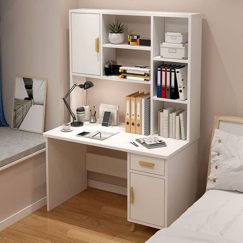 Study Table Storage Ideas, Study Desk Design Small Spaces, Study Table For Small Room, Desk For Small Room, Study Table Ideas Aesthetic, Study Table Small, Book Shelves In Bedroom, Study Table Aesthetic, Study Table With Storage