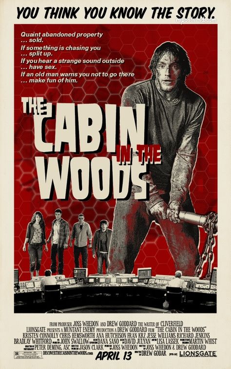 Cabin In The Woods poster by http://mariakaner.com Cabin In The Woods Movie, Into The Woods Movie, Scariest Movies, The Cabin In The Woods, Mondo Posters, Horror Fanatic, Movies Posters, The Boogeyman, Horror Posters