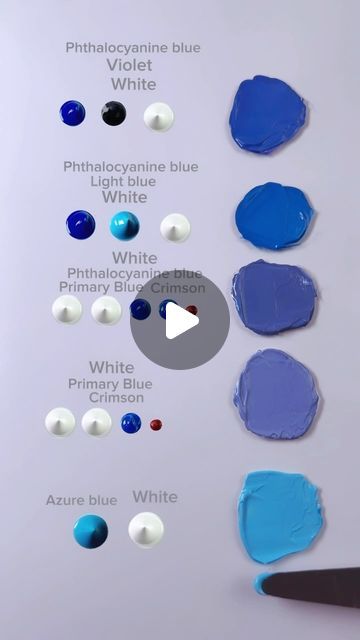 How To Make Shades Of Blue, Mixing Paint Colors Videos, Types Of Blue Colour, French Blue Paint, Different Blue Colors, Color Mixing Chart Acrylic, Color Mixing Guide, Mixing Paint Colors, Color Theory Art