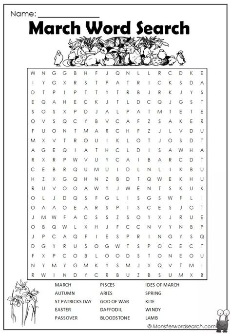 March Word Search, Word Search Free Printable, Literacy Bags, Holiday Word Search, Spring Word Search, Free Printable Word Searches, Free Word Search, St Patricks Day Quotes, January Crafts