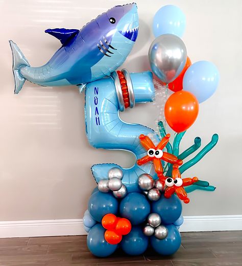 Balloon Beach Party Balloons, Shark Balloon Arch, Shark Balloon Decoration, Shark Birthday Balloons, Shark Balloon Bouquet, Shark Balloon Garland, Balloon Sea Animals, Shark Balloons, Shark Baloons