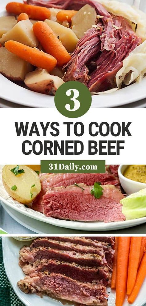 If you're cooking Corned Beef and Cabbage for St. Patrick's Day, here are three easy ways to cook your beef brisket until it's tender, juicy, and perfect! Corned Beef From Scratch, Corned Beef Recipe, Cooking Corned Beef, Slow Cooked Pulled Pork, Corned Beef Brisket, Corned Beef Recipes, Pickling Spice, Ground Beef Casserole, Corn Beef And Cabbage