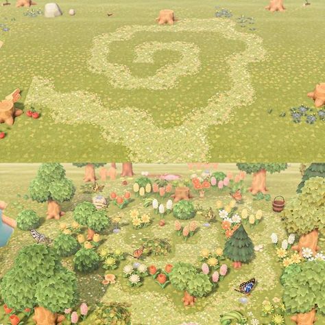 Acnh Spring, Animal Crossing Designs, Vegetable Animals, Spiral Garden, Pink Island, Animal Crossing Wild World, Island Theme, Animal Crossing Villagers, Flower Guide