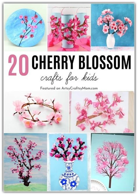 Japan Preschool Crafts, Cherry Blossom Crafts For Kids, Japanese Art For Kids, Asian Crafts For Kids, Asia Crafts For Kids, Cherry Blossom Art For Kids, Japan Crafts For Kids, Cherry Blossom Crafts, Alexander Calder Art