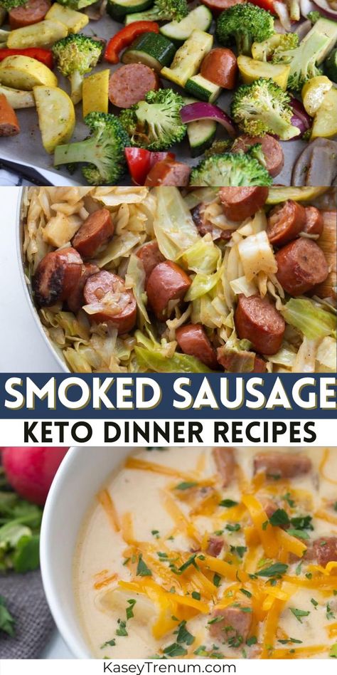 Discover a variety of delicious, easy-to-prepare Keto recipes featuring smoked sausage. Perfect for anyone on a low-carb diet looking for tasty meal options! Keto Smoked Sausage Recipes, Recipes With Smoked Sausage, Grilled Sausage Recipes, Sausage Platter, Beef Sausage Recipes, Smoked Sausage Recipes, Sausage Dinner, High Protein Low Carb Recipes, One Skillet Meals