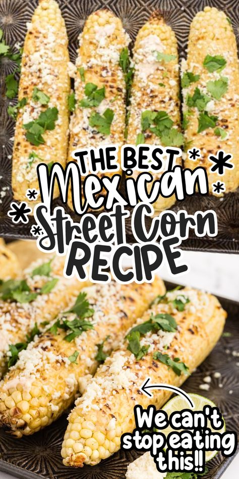 🌽🔥 Indulge in the addictive goodness of Mexican Street Corn! 😋🔥 Chargrilled till tender, smothered in a spicy and creamy sauce mixture, and topped with chopped cilantro and Cotija cheese! 🌶️🧀 Perfect as a snack or main dish! ⏱️ Ready in just 20 minutes!! 🕒✨ #MexicanStreetCorn #AddictiveFlavors #SpicySauce #CreamyDelights #TastyTreat #QuickAndEasy #SnackTime #MainDish Authentic Mexican Street Corn, Mexican Corn Recipe, Mexican Corn On The Cob, Easy Mexican Street Corn, Grilled Mexican Street Corn, Mexican Corn Recipes, Mexican Street Corn Recipe, Street Corn Recipe, Mayo Recipe