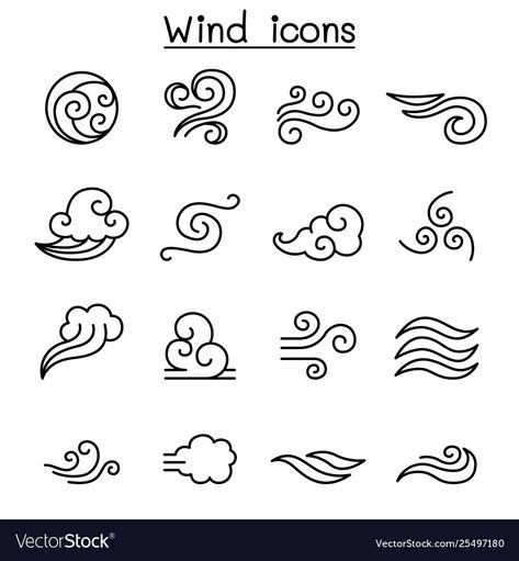 Wind Symbol, Wind Logo, Wind Icon, Symbole Tattoo, Wind Tattoo, Air Symbol, Wind Drawing, Air Tattoo, Zestaw Ikon