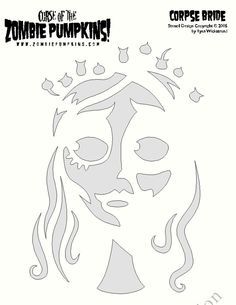 Corpse Bride pumpkin Stencil:                                                                                                                                                                                 More Corpse Bride Pumpkin Stencil, Frankenstein Pumpkin Stencil, Jack O Lantern Patterns, Corpse Bride Pumpkin, Printable Pumpkin Carving Stencils, Pumpkin Carving Stencils Templates, Frankenstein Pumpkin, Zombie Pumpkins, Nightmare Before Christmas Pumpkin