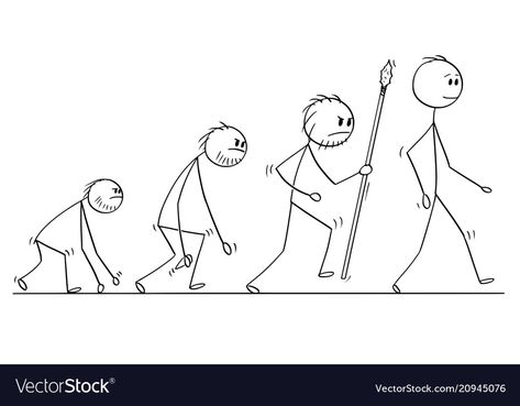 Evolution Of Man Drawing, Human Evolution Drawing, Human Evolution Illustration, Human Doodle, Evolution Illustration, Evolution Drawing, Stick Man Drawing, Stick Men Drawings, Human Growth And Development