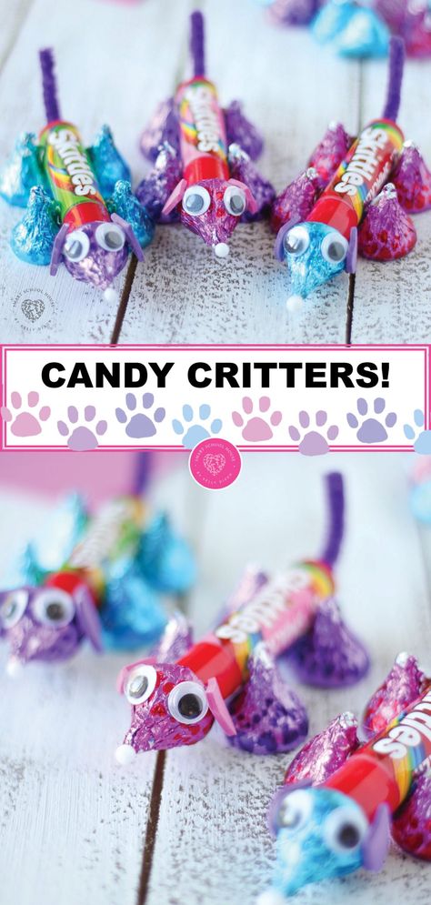 Valentine Candy Kabobs Diy, Valentine Candy Crafts For Kids, Halloween Treats For Classroom For Kids, Candy Critters, Valentine Craft Ideas, Keto Valentines, Valentine's Day Classroom, Simple Valentines, Valentines Recipes Desserts