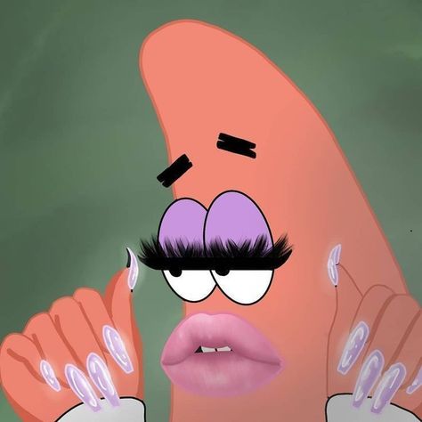 Follow me please 🙏 Baddie Squidward, Patrick With Nails, Sick Spongebob, Weird Cartoon Characters, Patrick Mood, Slay Cartoon, Sassy Dp, Patrick Pfp, Sassy Patrick