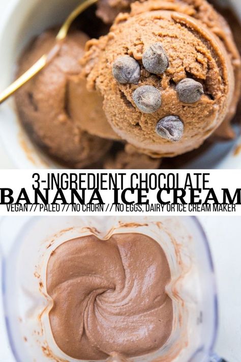 3-Ingredient Chocolate Banana Ice Cream (Vegan, Paleo) - The Roasted Root Banana Ice Cream Vegan, Nobake Dessert, Ice Cream Vegan, Banana Ice Cream Recipe, Paleo Ice Cream, Healthy Ice Cream Recipes, Banana Nice Cream, Ice Crea, Dessert Healthy