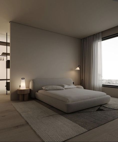 Minimalist Bedroom Men, Warm Bedroom, Modern Minimalist Bedroom, 아파트 인테리어, غرفة ملابس, Bedroom Bed Design, Minimalism Interior, Architecture Visualization, Home Room Design