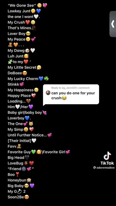 Best Friend Nikename, Nikename Boyfriend, Emoji Names In Phone, Couple Page Name Ideas Instagram, Emojis For Boyfriend Contact, Snapchat Names For Your Boyfriend, Names To Save Your Boyfriend On Phone, Good Contact Names, Love Emoji Combination