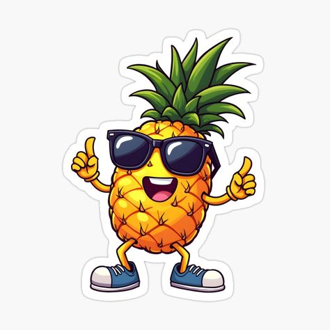 Get my art printed on awesome products. Support me at Redbubble #RBandME: https://www.redbubble.com/i/sticker/Cool-Cartoon-Pineapple-Fun-Tropical-Pineapple-with-Sunglasses-Trendy-Summer-Vibes-by-Sleek-Prints/164755320.EJUG5?asc=u Pineapple Stickers Printable, Pineapple With Sunglasses, Cartoon Pineapple, Pineapple Sticker, Cool Cartoons, Printable Stickers, Graphic Design Logo, Summer Vibes, Pineapple