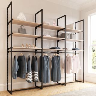 Shop Shelving, Clothing Store Interior, Open Wardrobe, Open Closet, Wardrobe Room, Retail Shelving, Shop Fittings, Modular Shelving, Clothes And Shoes